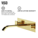 Titus Wall Mount Dual Handle Bathroom Sink Faucet, Eco-Friendly 1.2 GPM Flow Rate, Matte Brushed Gold P6V2 - product image 4