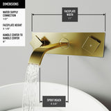 Titus Wall Mount Dual Handle Bathroom Sink Faucet, Eco-Friendly 1.2 GPM Flow Rate, Matte Brushed Gold P6V2 - product image 6
