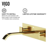 Titus Wall Mount Dual Handle Bathroom Sink Faucet, Eco-Friendly 1.2 GPM Flow Rate, Matte Brushed Gold P6V2 - product image 8