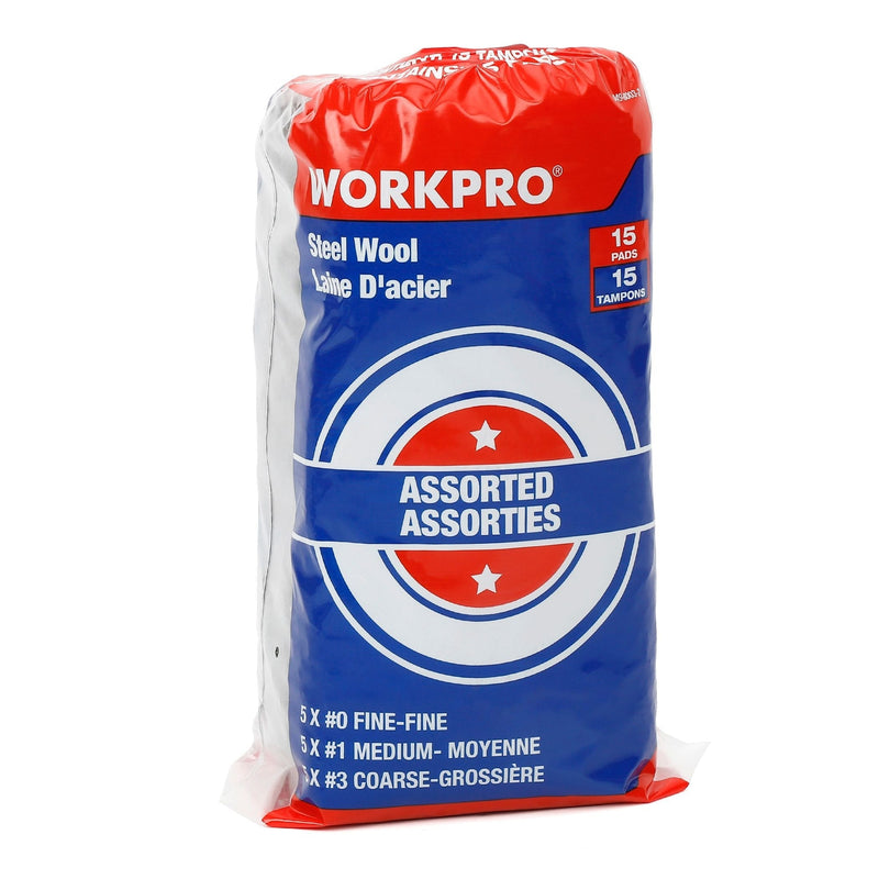 Steel Wool Pads For Multi-Surface Smoothing & Cleaning, Assorted Grade Pack, 15-pk A9W3