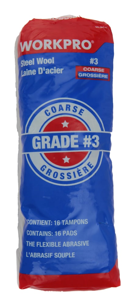 Steel Wool Pads, Surface Cleaning, Paint Removal & Restoration, Coarse Grade 3, 16-pk U7X6 - product image 1