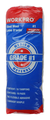 Steel Wool Pads, Surface Cleaning, Preparation & Rust-Removal, Medium Grade, 16-pk Q0U6 - product image 1